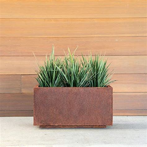 veradek metallic series long box planter gray small|extra large corten steel planters.